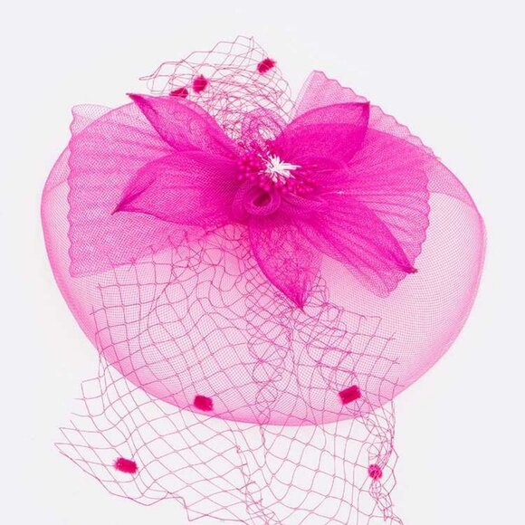 Oversize  Color Fascinator Head Piece Barbie - Fuchsia Hot Pink - Picture 3 of 3